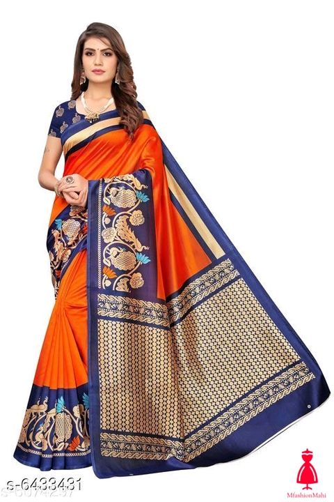 Post image ART silk saree with blouseSaree Fabric: Art SilkBlouse: Running BlouseBlouse Fabric: Art SilkPattern: PrintedMultipack: SingleSizes: Free Size (Saree Length Size: 6.3 m)Country of Origin: India