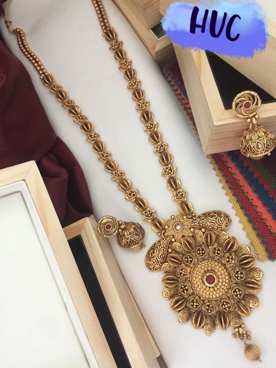 Rajwadi matte polish long set  uploaded by Jewellery_homedecor_fashion on 10/8/2021