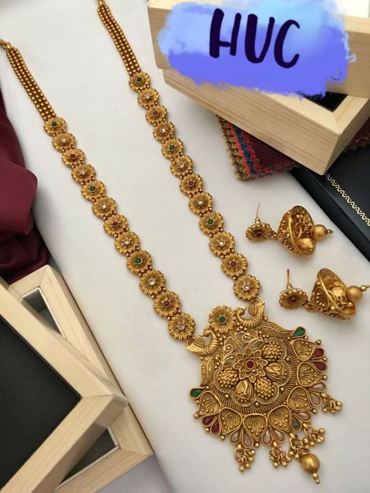 Rajwadi matte polish long set  uploaded by Jewellery_homedecor_fashion on 10/8/2021