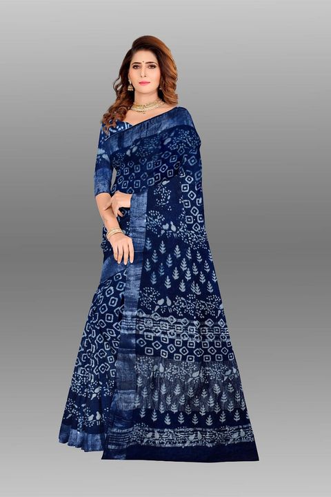Hand block printend soft linen fabric sarees 'cotton slub' uploaded by business on 10/8/2021