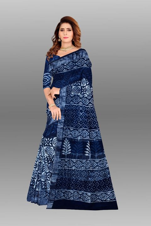 Hand block printend soft linen fabric sarees 'cotton slub' uploaded by INDIA_HANDLOOM on 10/8/2021