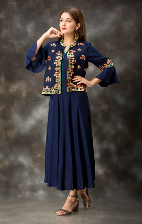 Anarkali kurti with embroidery jacket uploaded by business on 10/8/2021