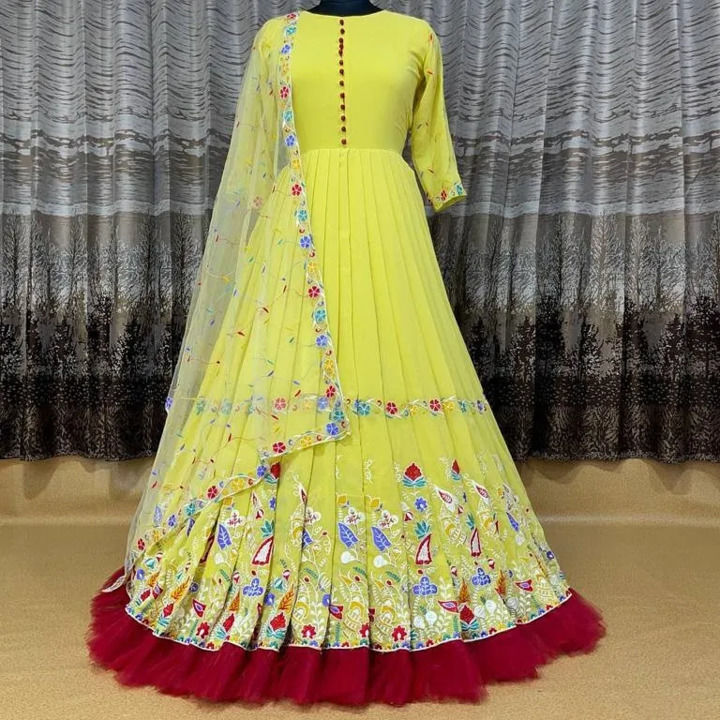 PARTY WEAR EMBROIDERY WORK GOWN WITH DUPATTA uploaded by Sharma studio on 10/8/2021