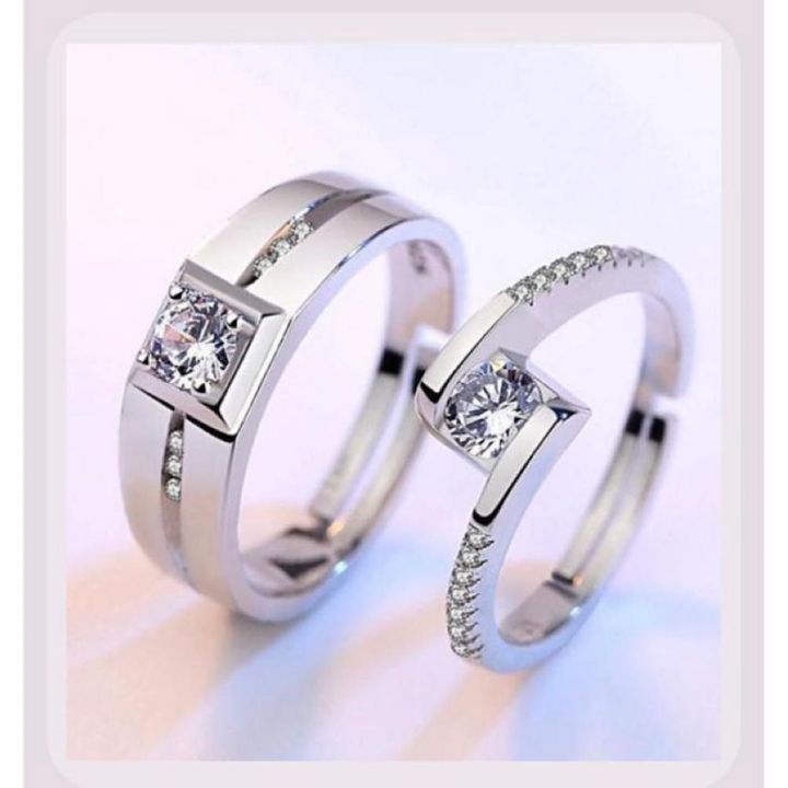 White Gold couple diamond ring uploaded by Dazzling Jewels on 10/8/2021