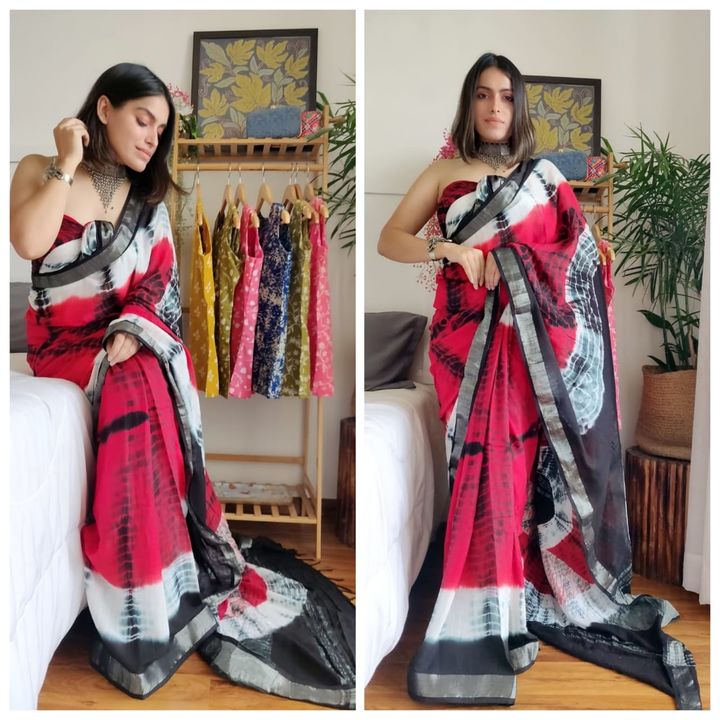 New hend block print lilen silk saree uploaded by business on 10/8/2021