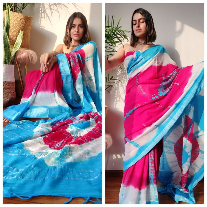 New hend block print lilen silk saree uploaded by Mulmul cotton on 10/8/2021