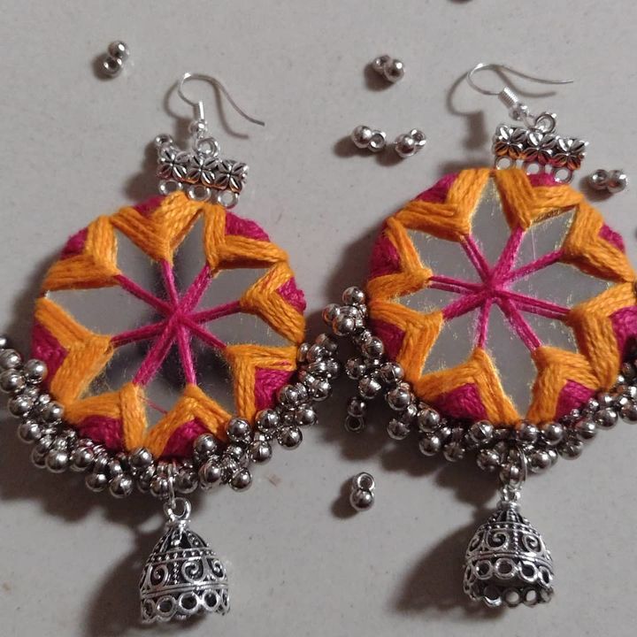 Mirror earrings uploaded by Mantra handcrafted jewellery collec on 10/9/2021