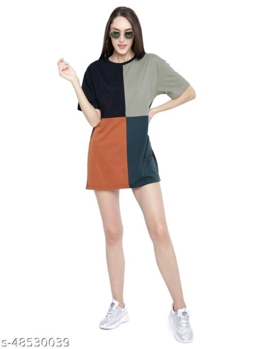 BLANCD Women's Pure Cotton Casual Oversized Colourblock Round Neck Drop Shoulder Tshirt uploaded by AR TRADING COMPANY on 10/9/2021