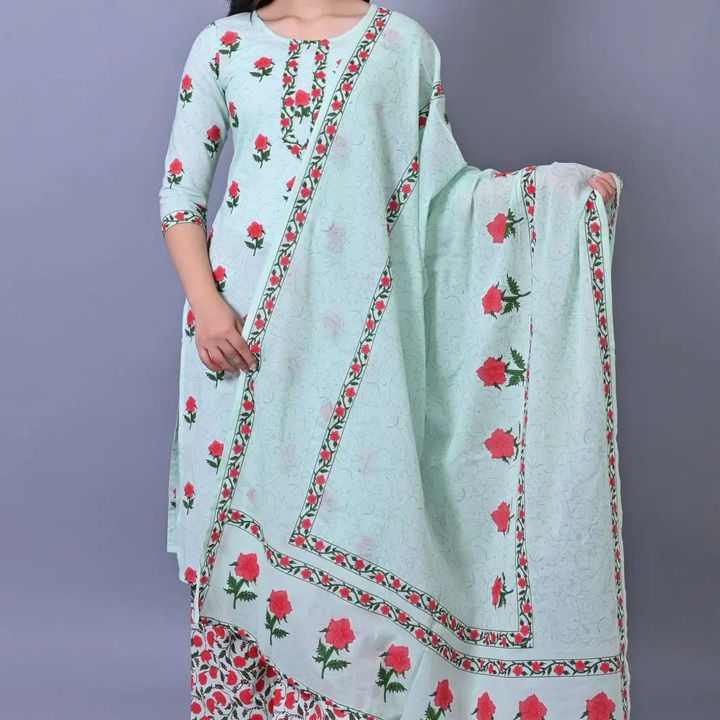 ☘️🍁☘️Traditional Printed Cotton Suit Set with  uploaded by Sager handicraft on 10/10/2021