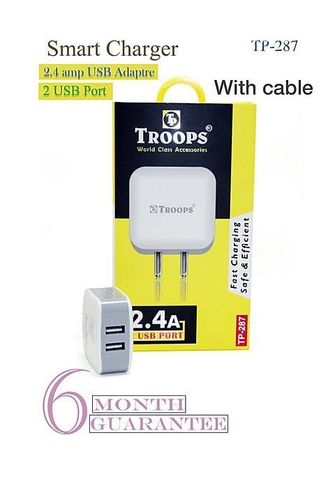 Troops 2.4amp. 2 USB charger uploaded by Sainath Telecom on 6/3/2020