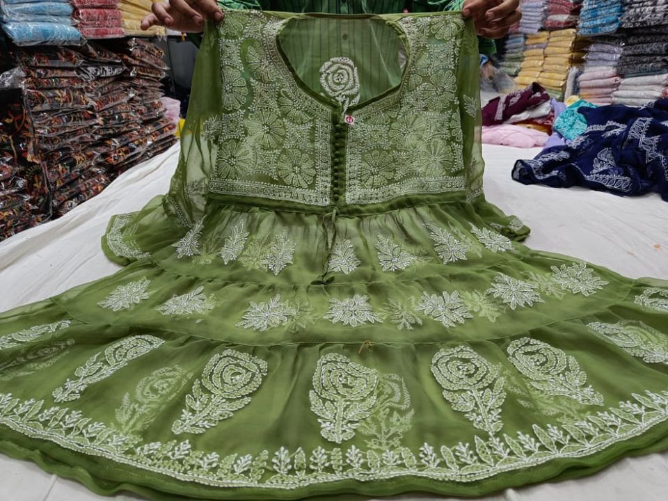 Chikankari short gown uploaded by business on 10/11/2021