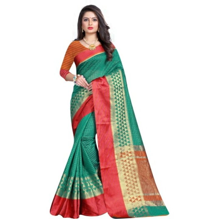 CS Trendz Woven, Checkered Fashion Cotton Blend Saree uploaded by business on 10/11/2021
