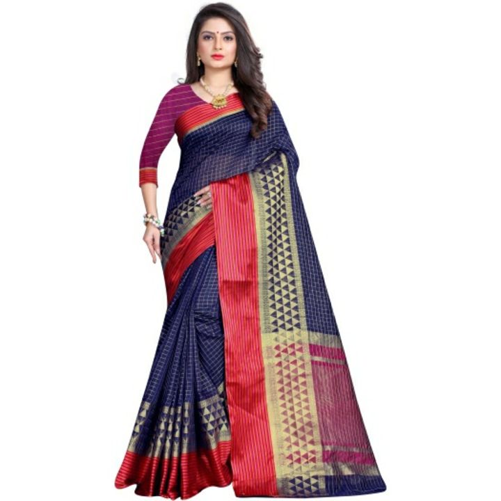 CS Trendz Woven, Checkered Fashion Cotton Blend Saree
 uploaded by business on 10/11/2021