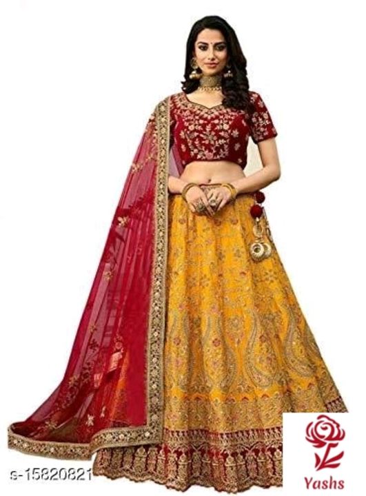 Post image Free delivery Cash on delivery availableMyra Drishya Women LehengaTopwear Fabric: SatinBottomwear Fabric: SatinDupatta Fabric: NetSet type: Choli And DupattaTop Print or Pattern Type: EmbroideredBottom Print or Pattern Type: EmbroideredDupatta Print or Pattern Type: EmbroideredSizes: Free Size (Lehenga Waist Size: 39 in, Lehenga Length Size: 44 in) Semi Stitched (Lehenga Waist Size: 39 in, Lehenga Length Size: 44 in) 
Country of Origin: India