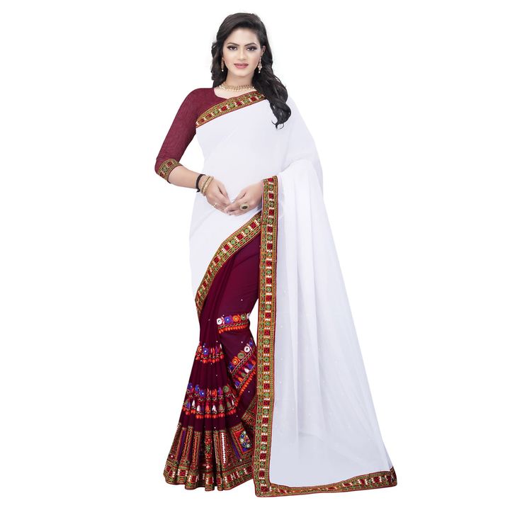 CS Trendz Fancy Embroidered Saree with Blouse Piece. uploaded by CS Trendz on 10/11/2021