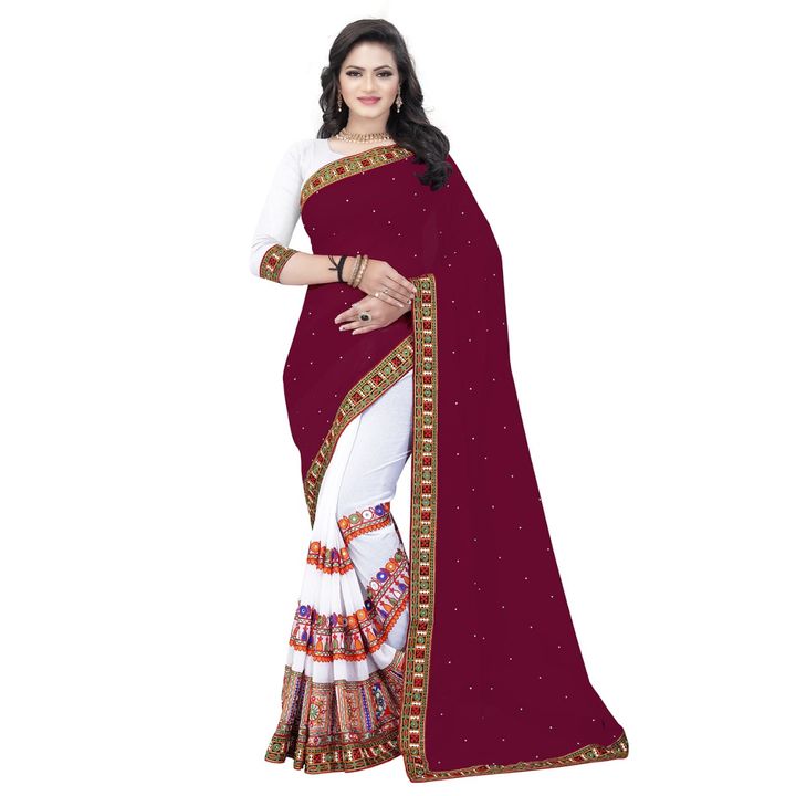 CS Trendz Fancy Embroidered Saree with Blouse Piece. uploaded by CS Trendz on 10/11/2021