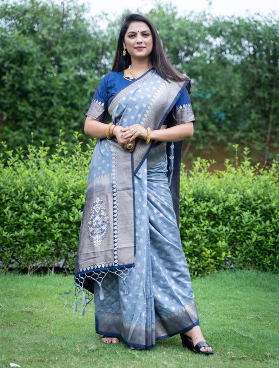 Soft Silk Cloth Pure Zari Weaving Saree With Jacquard Border Blouse uploaded by business on 10/11/2021