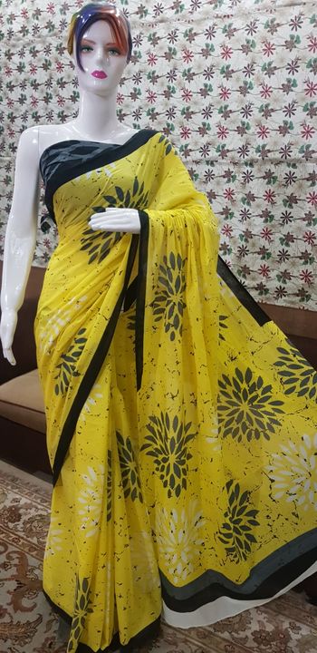 Cotton hand block printed sarees uploaded by INDIA_HANDLOOM on 10/12/2021