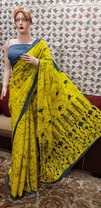 Cotton hand block printed sarees uploaded by INDIA_HANDLOOM on 10/12/2021