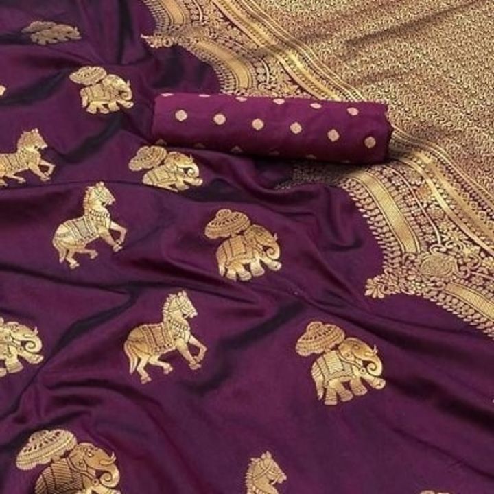 Silk Blend Jacquard Sarees with Blouse piece uploaded by business on 10/13/2021
