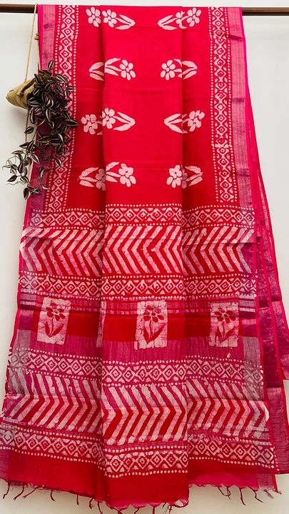 
Hand block printed cotton linen saree uploaded by Sager handicraft on 10/13/2021