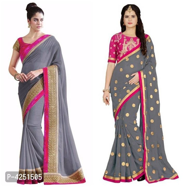 Beautiful georgette embroidered saree with blouse piece combo offer uploaded by business on 10/14/2021