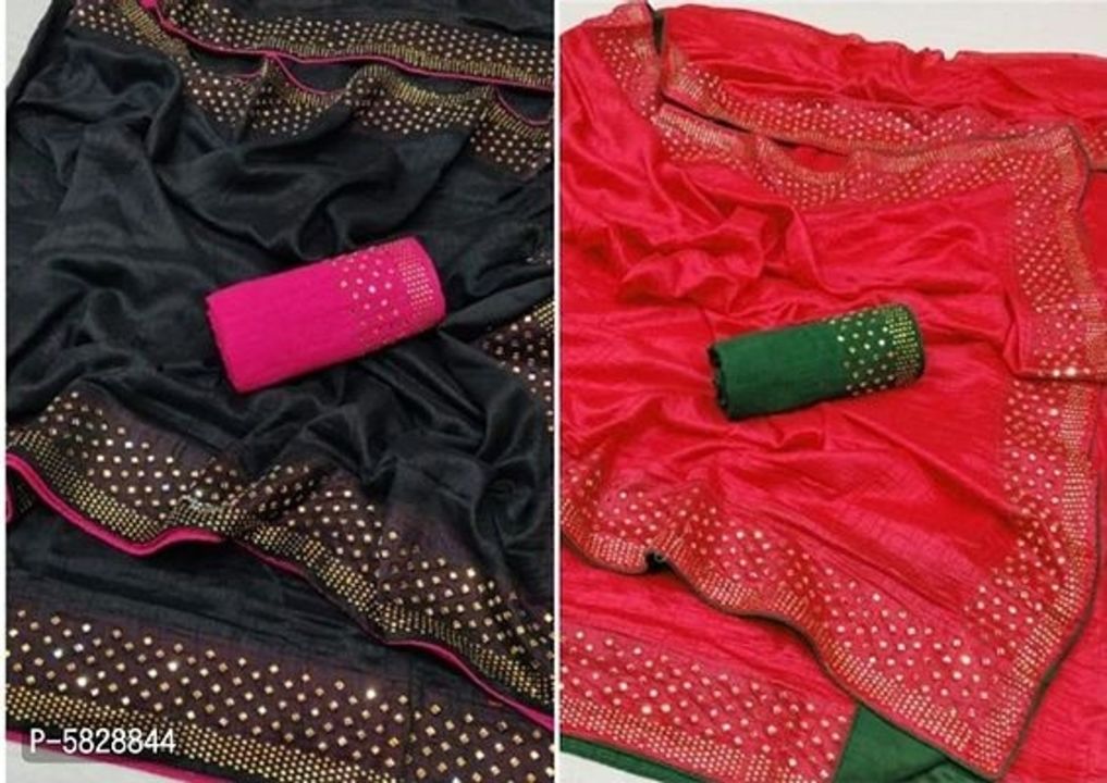 Pack of 2 stylish art silk saree with blouse piece uploaded by business on 10/14/2021