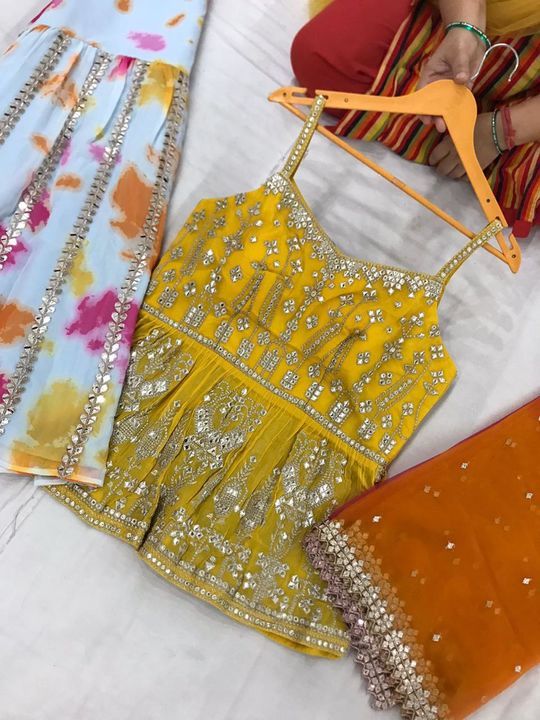 Party wear frock sarrara uploaded by Sanjiv Silk Store Phagwara on 10/14/2021