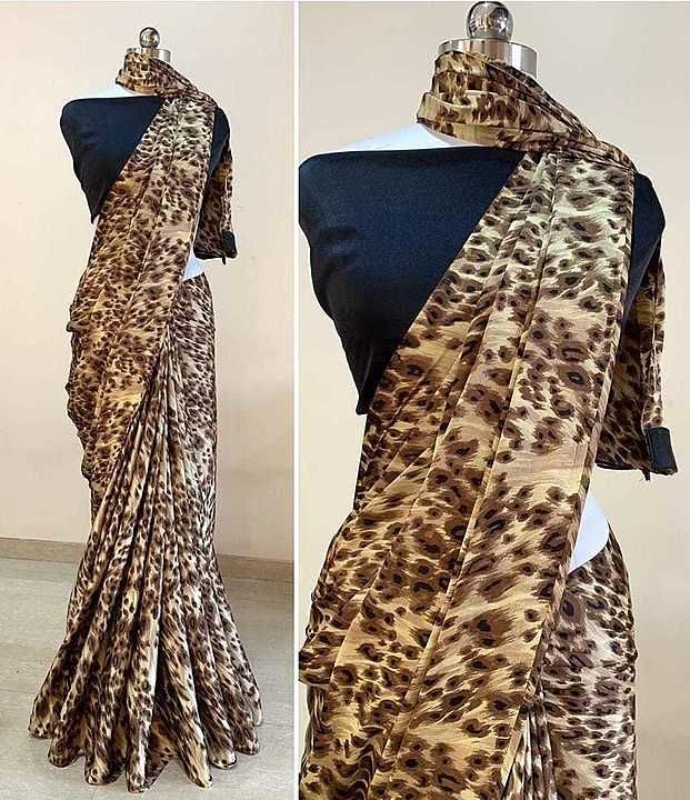  SATIN SILK SAREE WITH TIGER PRINT* uploaded by business on 9/16/2020