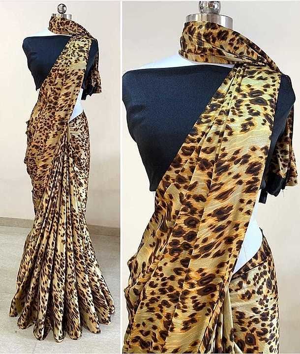  SATIN SILK SAREE WITH TIGER PRINT* uploaded by business on 9/16/2020