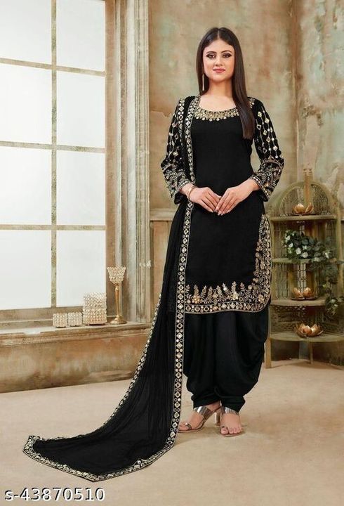 Apple cut paper mirror embroidered kurta with patiyala and embroidered dupatta uploaded by business on 10/15/2021