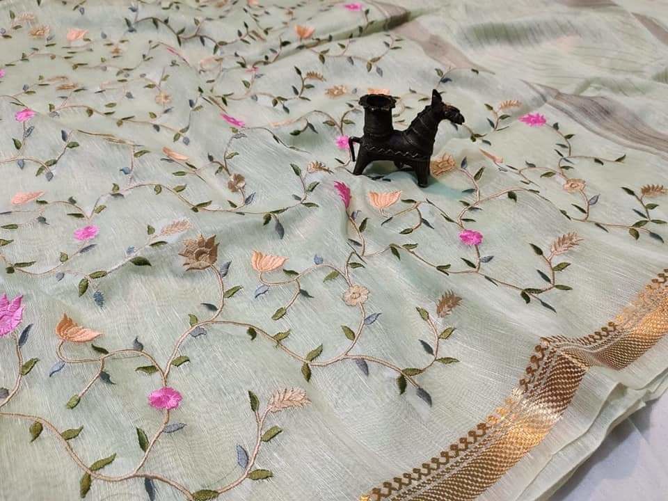 Designer linen sarees uploaded by business on 10/15/2021