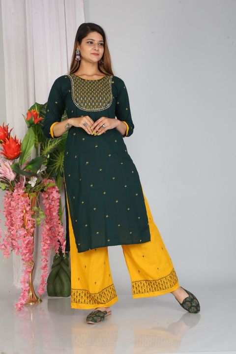 Kurti with plazzo uploaded by business on 10/15/2021