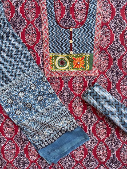 Ajarakh  print Suit with hand work yoke* uploaded by Ajrakh print on 10/15/2021