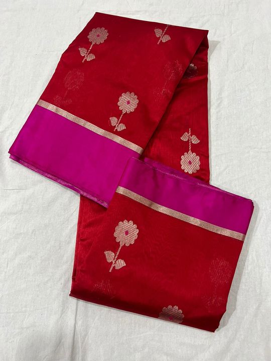 Pattu soft silk chanderi saree pure handloom uploaded by Afreen handloom sarees on 10/16/2021