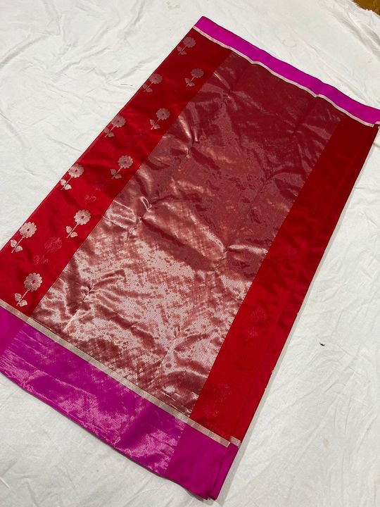 Pattu soft silk chanderi saree pure handloom uploaded by Afreen handloom sarees on 10/16/2021