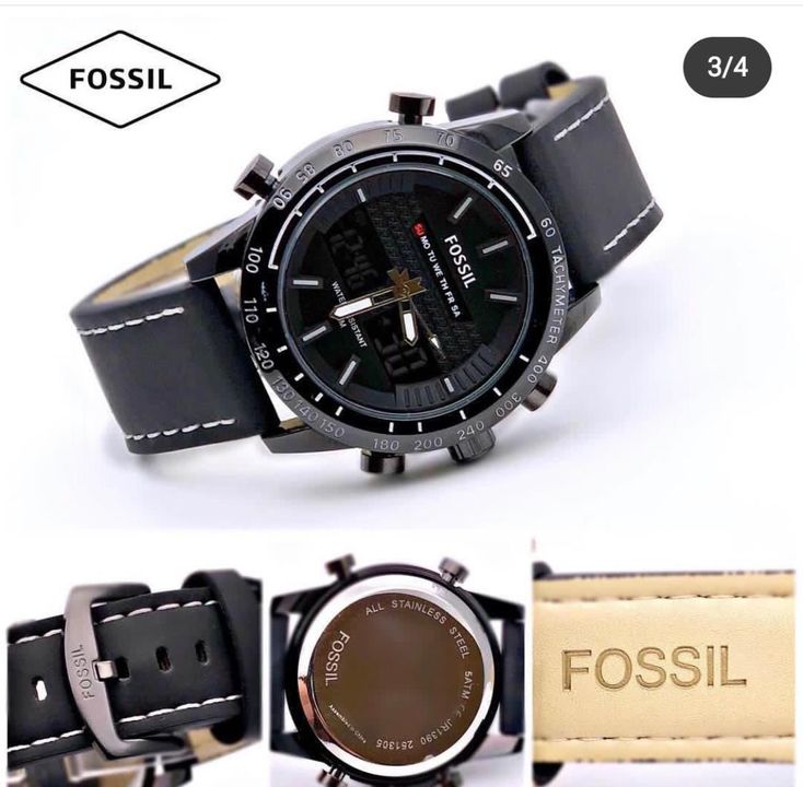 Fossil lather belt watch uploaded by Bhadra shrre t shirt hub on 10/16/2021