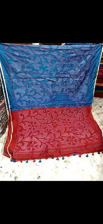 Silk cotton embroidery Katha work uploaded by Unnati saree khuthir on 9/16/2020