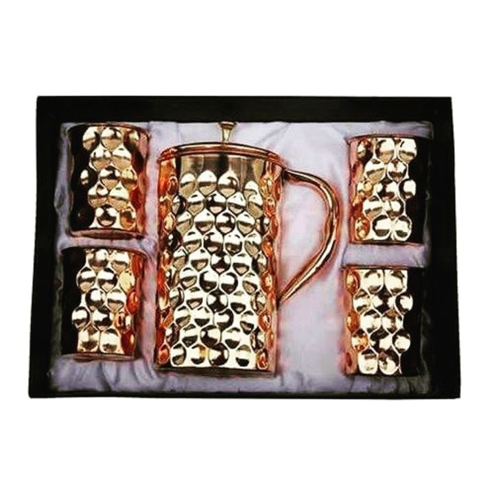 Copper diamond jug set with glass uploaded by Metal Smith on 10/16/2021