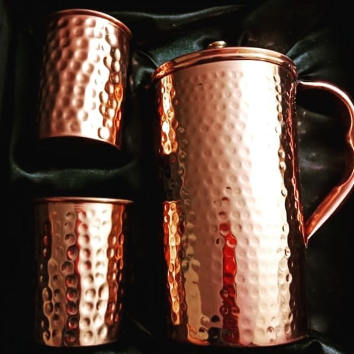 Copper jug set with glass uploaded by Metal Smith on 10/16/2021