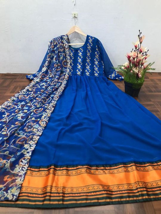 ♥️ PRESENTING NEW DESIGNER  EMBROIDERED ANARKALI GOWN ♥️

♥️ GOOD QUALITY EMBROIDERED GEORGETTE    O uploaded by WOOMAN CLOTHES on 10/17/2021