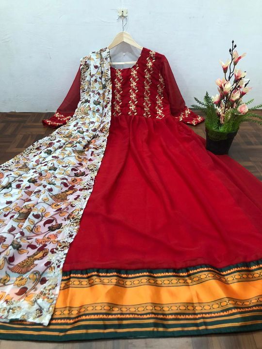 ♥️ PRESENTING NEW DESIGNER  EMBROIDERED ANARKALI GOWN ♥️

♥️ GOOD QUALITY EMBROIDERED GEORGETTE    O uploaded by business on 10/17/2021
