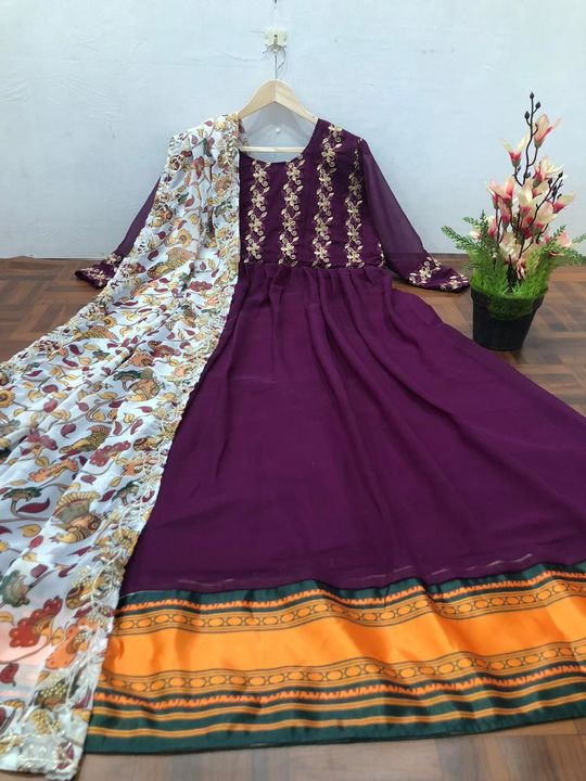 ♥️ PRESENTING NEW DESIGNER  EMBROIDERED ANARKALI GOWN ♥️

♥️ GOOD QUALITY EMBROIDERED GEORGETTE    O uploaded by business on 10/17/2021