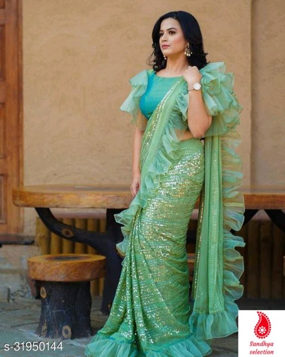Ruffel bollywood saree uploaded by Sandhya selection on 10/17/2021
