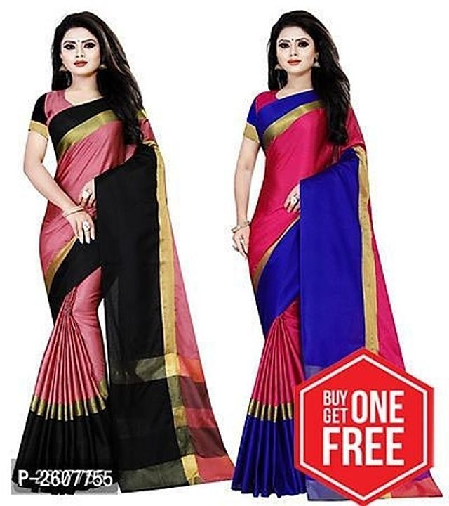 Post image Buy One Get One Free!!: Cotton Silk Woven Design Sarees

Buy One Get One Free!!: Cotton Silk Woven Design Sarees With Blouse Piece

*Color*: Multicoloured

*Fabric*: Cotton Silk

*Type*: Saree with Blouse piece

*Style*: Woven Design

*Saree Length*: 5.5 (in metres)

*Blouse Length*: 0.8 (in metres)

*Returns*:  Within 7 days of delivery. No questions asked

*

⚡⚡ Hurry, 8 units available only 



Hi, check out this collection available at best price for you.💰💰 If you want to buy any product, message me