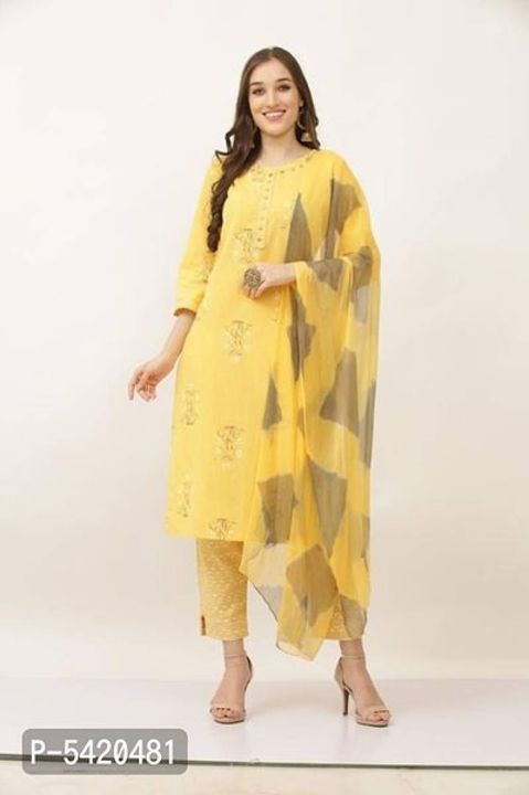 Post image Elegant Cotton Slub Printed Kurta And Pant Set with Dupatta For Women
Elegant Cotton Slub Printed Kurta And Pant Set with Dupatta For Women
*Fabric*: Variable
*Type*: Kurta, Bottom and Dupatta Set
*Style*: Printed
*Sizes*: M (Bust 38.0 inches), L (Bust 40.0 inches), XL (Bust 42.0 inches), 2XL (Bust 44.0 inches)
*Design Type*: Variable
*Returns*: Within 7 days of delivery. No questions asked
Hi, check out this collection available at best price for you.💰💰 If you want to buy any product, message me