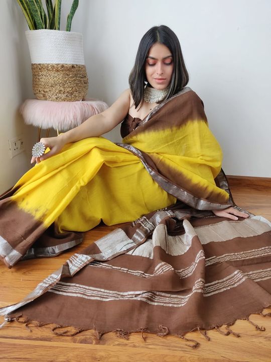 Linen saree uploaded by business on 10/18/2021