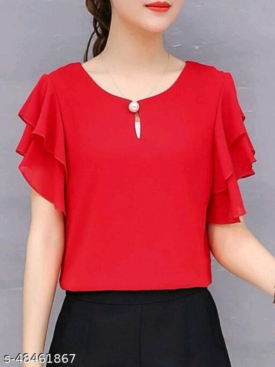 Post image Catalog Name:*Fancy Fashionable Women Tops &amp; Tunics*Fabric: GeorgetteSleeve Length: Short SleevesPattern: SolidMultipack: 1Sizes:XL (Bust Size: 40 in, Length Size: 18 in) L (Bust Size: 38 in, Length Size: 18 in) M (Bust Size: 36 in, Length Size: 18 in) 
Easy Returns Available In Case Of Any Issue*Proof of Safe Delivery! Click to know on Safety Standards of Delivery Partners- https://ltl.sh/y_nZrAV3
