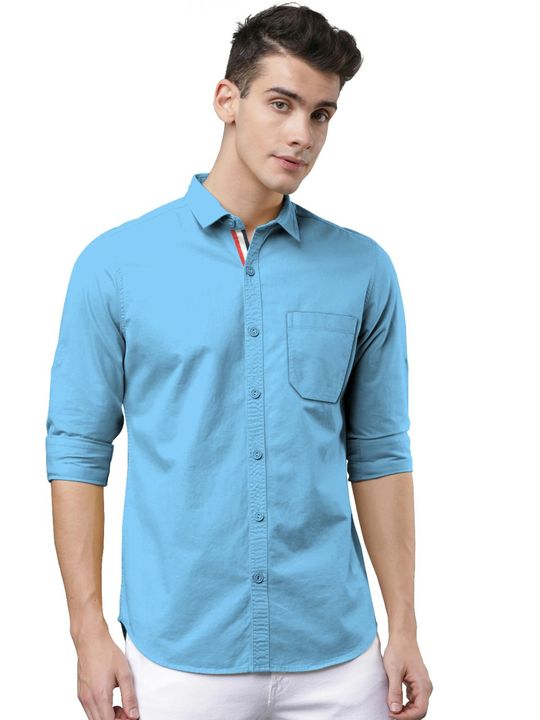 Post image 100% cotton men's full sleeve shirt with tabWith soft hand feelContrast tape at front placket