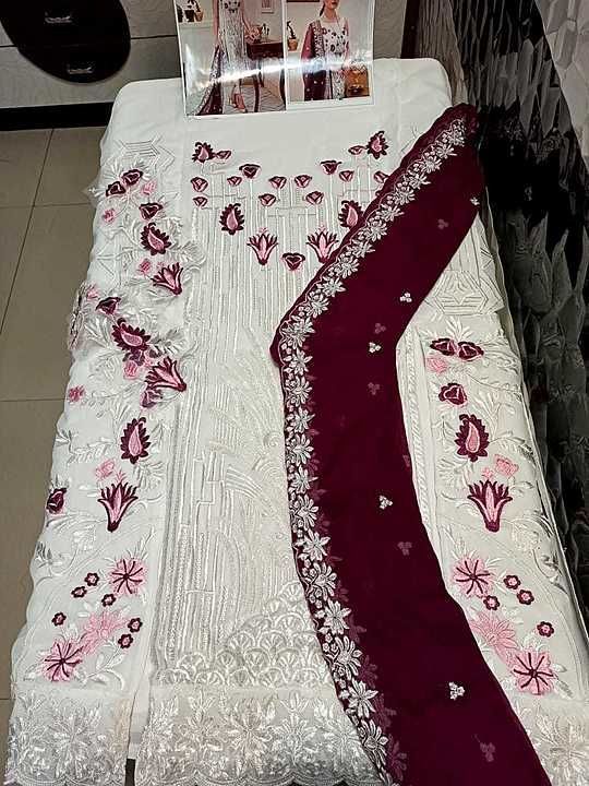 Post image *Hit Design*
*Available  colours*

*💯Premium quality💯*
*Preference Best Quality*

---: Fabric Details: ---
*Top :-Heavy Fox Georgget With Embroidery Work*
*Sleeves :- same as top Fox*
*Inner :- Santoon*
*Bottom :- Santoon With Embroidery petch work (2. mtr)* 
Dupatta :- *Nazneen with both side emrodary work*
Length :- 42 Max up to 
*Size :- 46Max (3XL)*
Type :- Semi Stitched
Weight :- 1.kg
Wash: - First Time Dry Clean 

*Rate : 1200/+$- Single only*

*🛑🛑Ready To Ship🛑🛑*
*Book your order*
*Single And Multiple Available*in